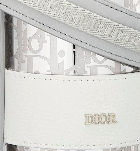 Dior Aqua 水樽連肩帶 灰白色顆粒小牛皮及 Dior Oblique 不鏽鋼